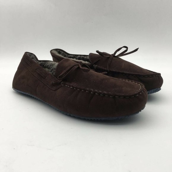 Gap Mens Moccasin Slippers Brown Faux 